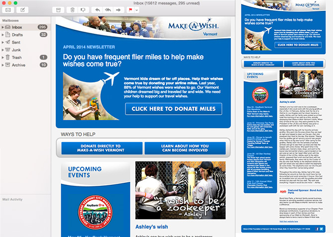 Email Marketing for Make-A-Wish Vermont