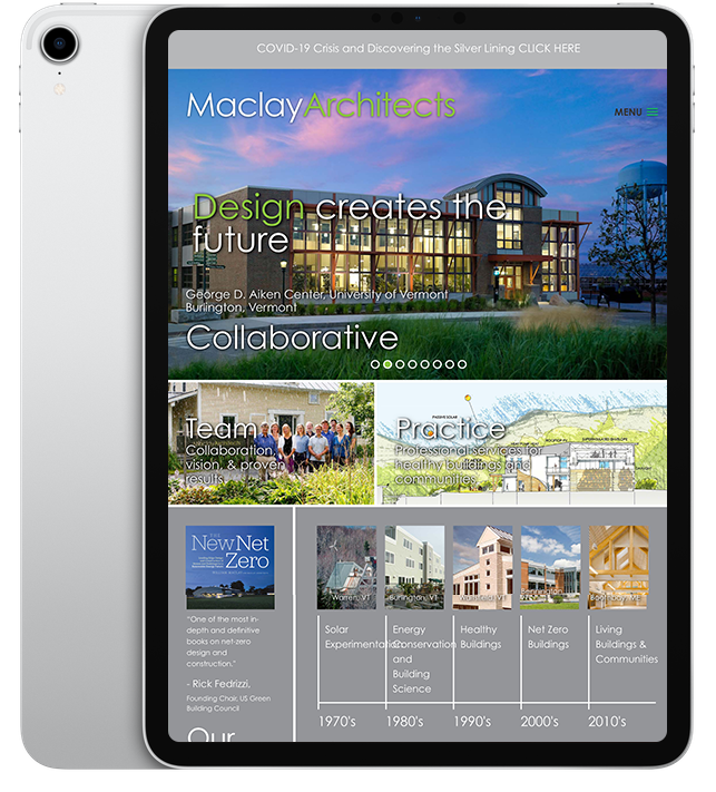Website design for Maclay Architects - ipad view.
