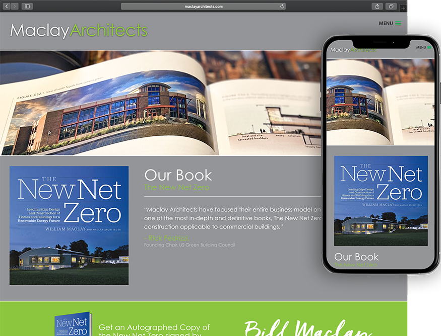 Website development for Maclay Architects - desktop and mobile view.