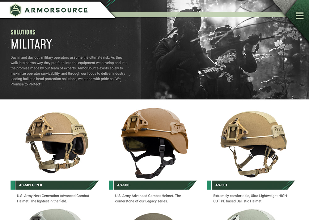 Website Design and Development for ArmorSource - Product Page Secondary