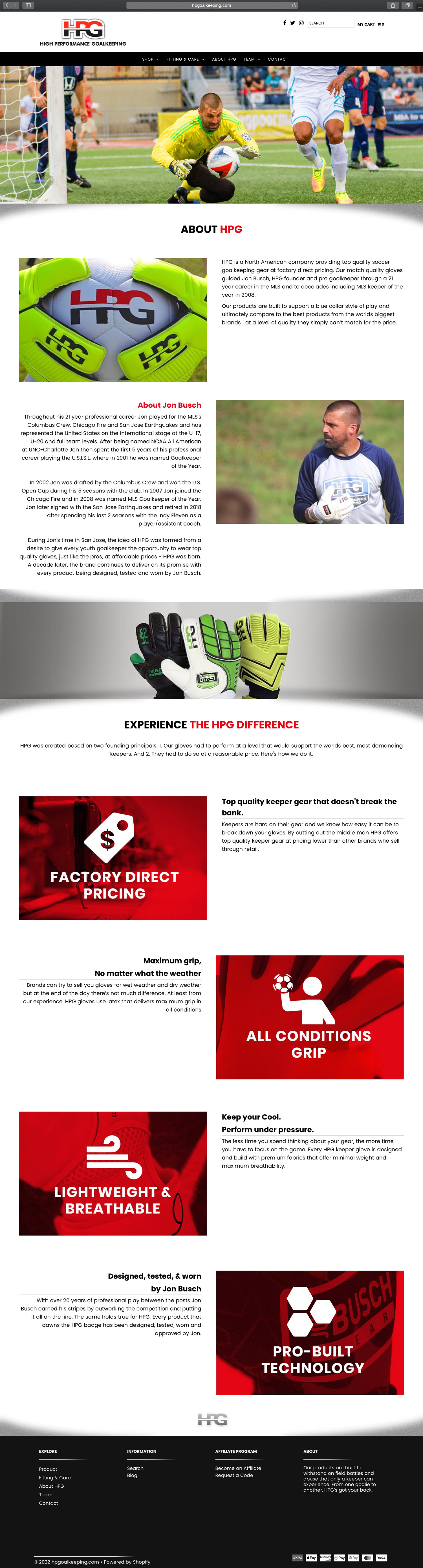 Website design and website development for HPG - secondary page view.