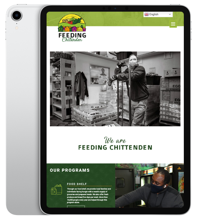 Website design for Feeding Chittenden - ipad view.