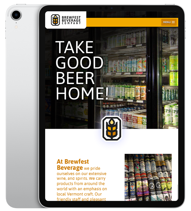 Website design for Brewfest Beverage - ipad view.