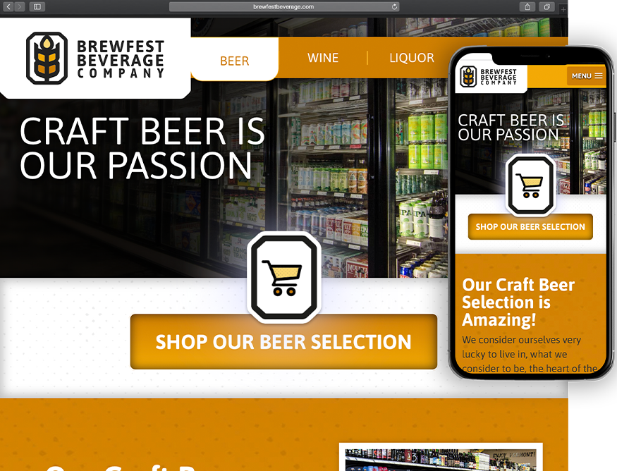 Website development for Brewfest Beverage - desktop and mobile view.