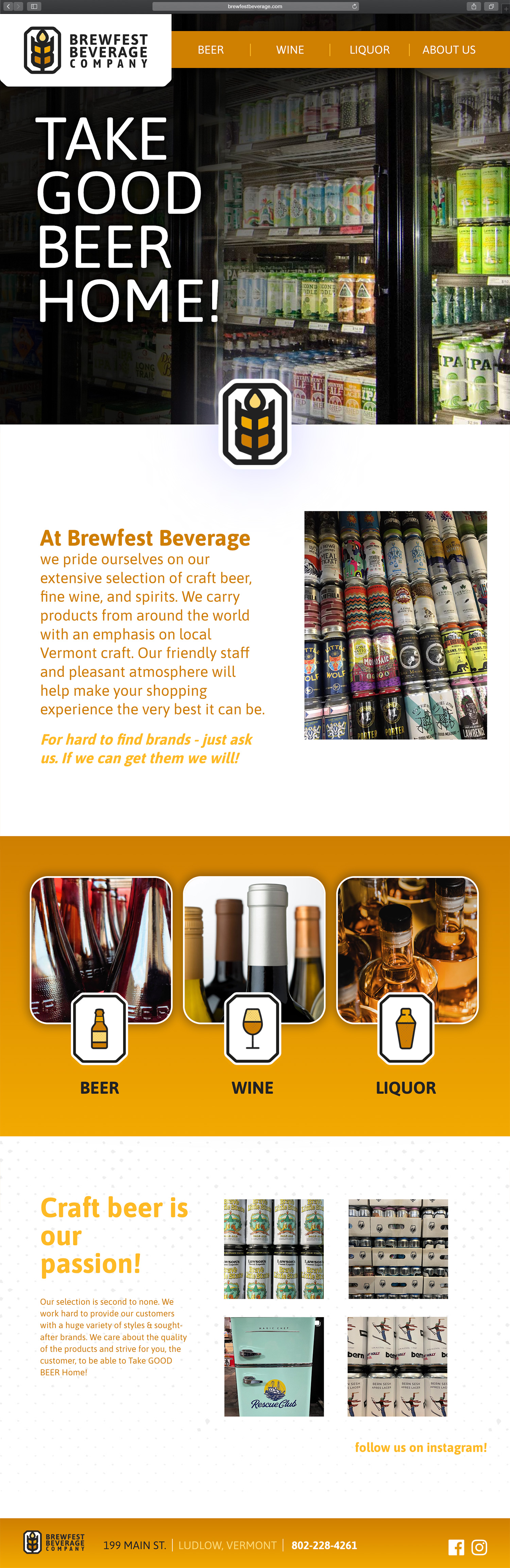 Website design and website development for Brewfest Beverage - homepage view.