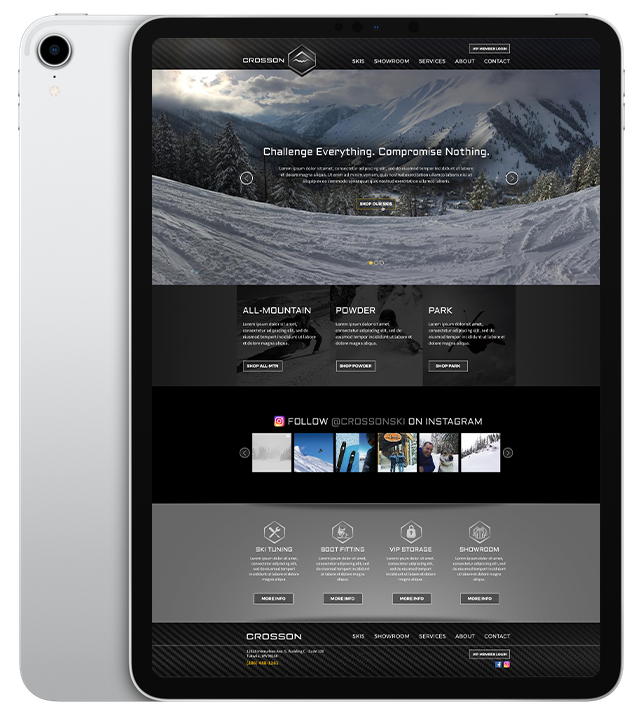 Website design for Crosson - ipad view.