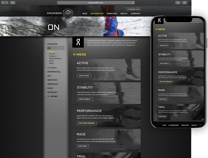 Website design for Crosson - ipad view.