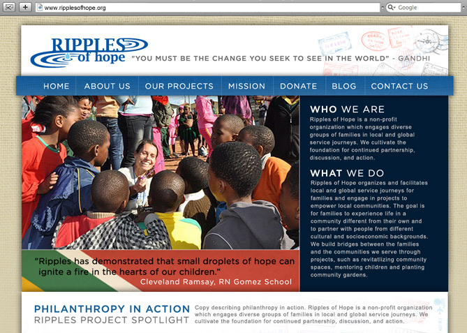 Website Design, Website Development for Ripples of Hope 