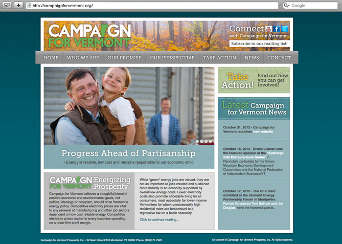 Website Design, Website Development for Campaign for Vermont