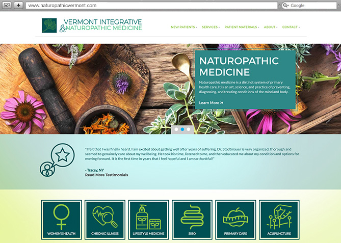 Responsive Website Design, Responsive Website Development for Vermont Integrative and Naturopathic Medicine