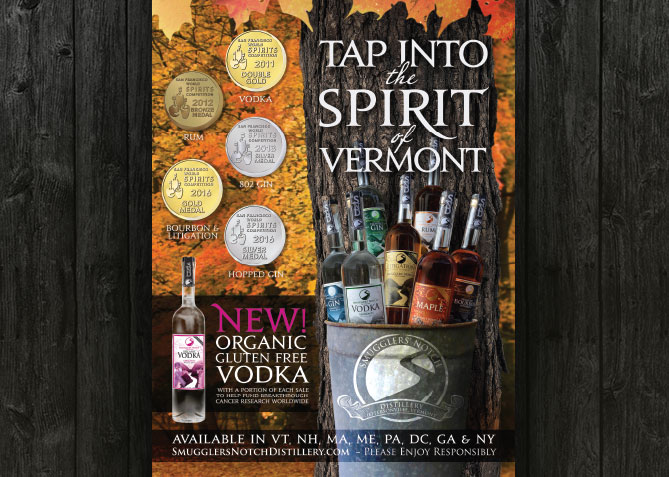 Print Advertising for Smugglers' Notch Distillery