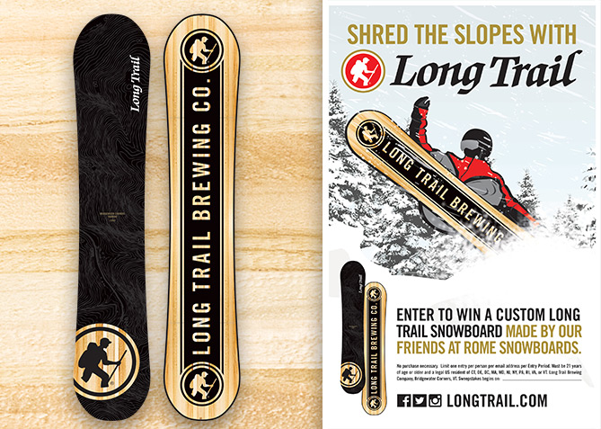 Promotional Snowboard and Poster for Long Trail Brewing Co.