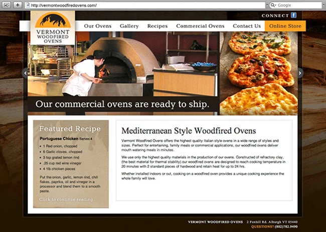 Vermont Website Design, Website Development for Vermont Woodfired Ovens 