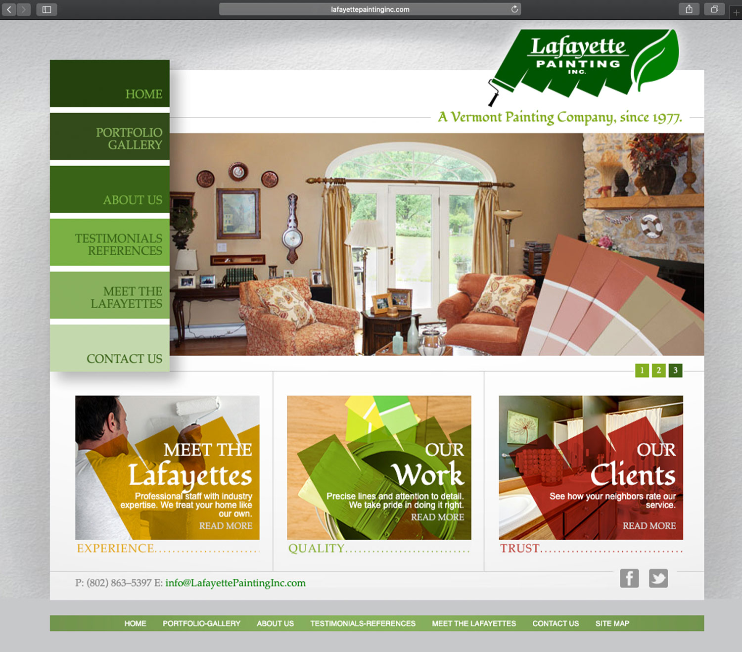 Website design and website development for Lafayette Painting - homepage view.