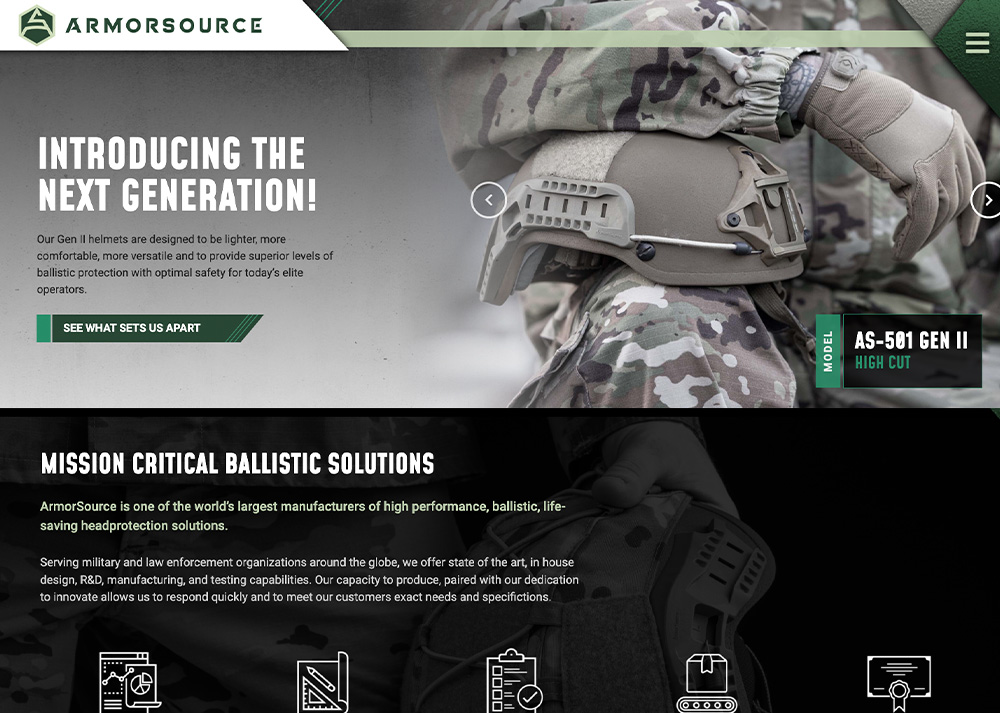 Website Design and Development for ArmorSource - Homepage
