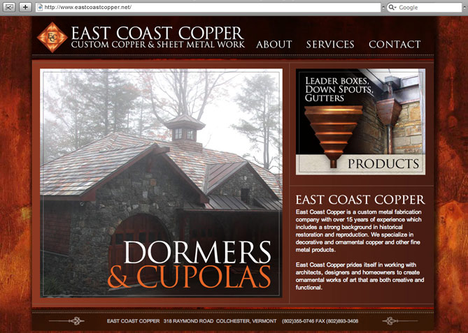 Website Design, Website Development for East Coast Copper